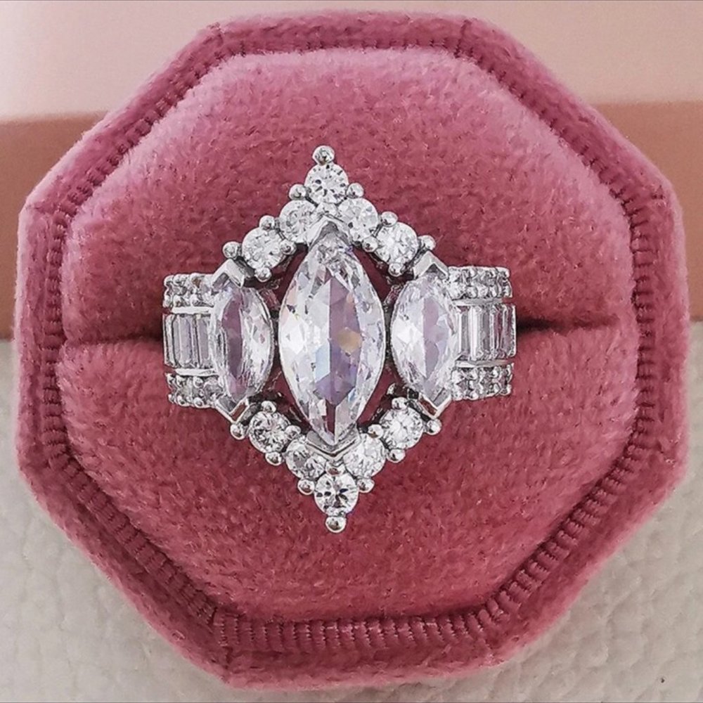 NEW ROSE GOLD ENGAGEMENT DIAMOND S925 STERLING SILVER RING - Picture 5 of 6